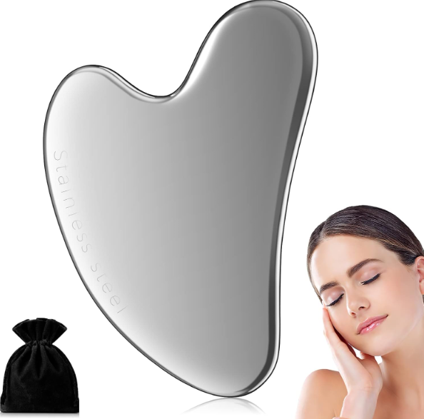DAMOA &amp; KOCO GUA SHA DE ACERO INOXIDABLE PARA MASAJE FACIAL
