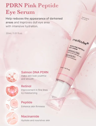 [8800256119042] MEDICUBE HIDRATANTE PARA CONTORNO DE OJOS PDRN PINK PEPTIDE EYE SERUM 30 ML