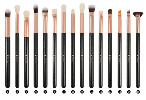 [763600000024 DF1535] DUCARE SET DE 15 BROCHAS PARA MAQUILLAJE DE OJOS CLASSIC BLACK